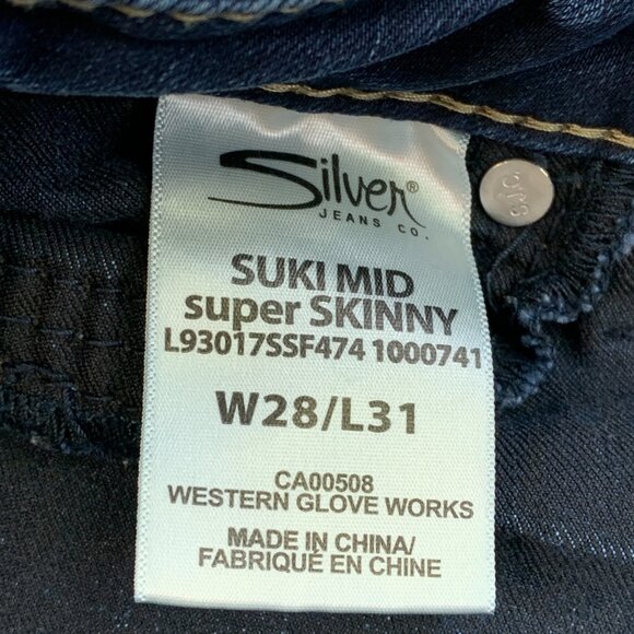 Silver Jeans Suki sz 28 Mid Super Skinny Dark Wash Inseam 30.5" - Picture 12 of 13